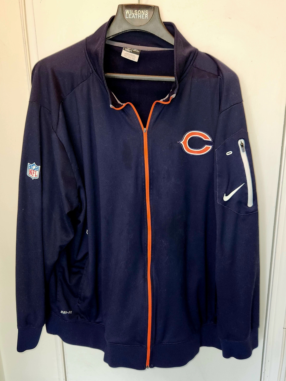 Nike Chicago Bears Navy Full-Zip Jacket with Orange Trim